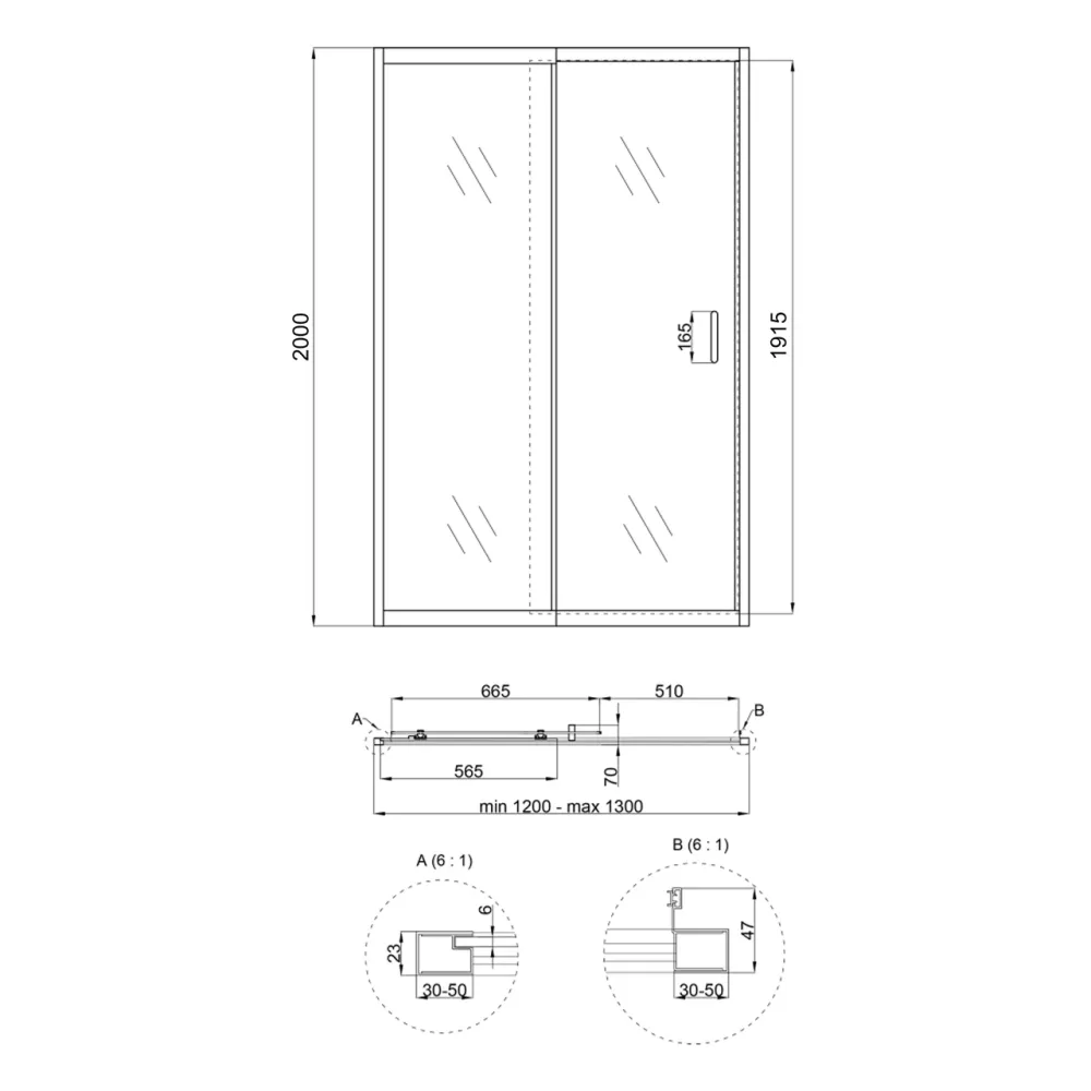 Душові двері в нішу Qtap Taurus CRM2012-13.C6 120-130x200 см, скло Clear 6 мм, покриття CalcLess Київ - фото 11