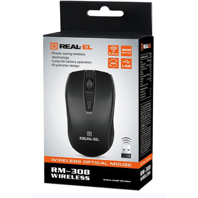Мишка REAL-EL RM-308 Wireless Black Вінниця - фото 3