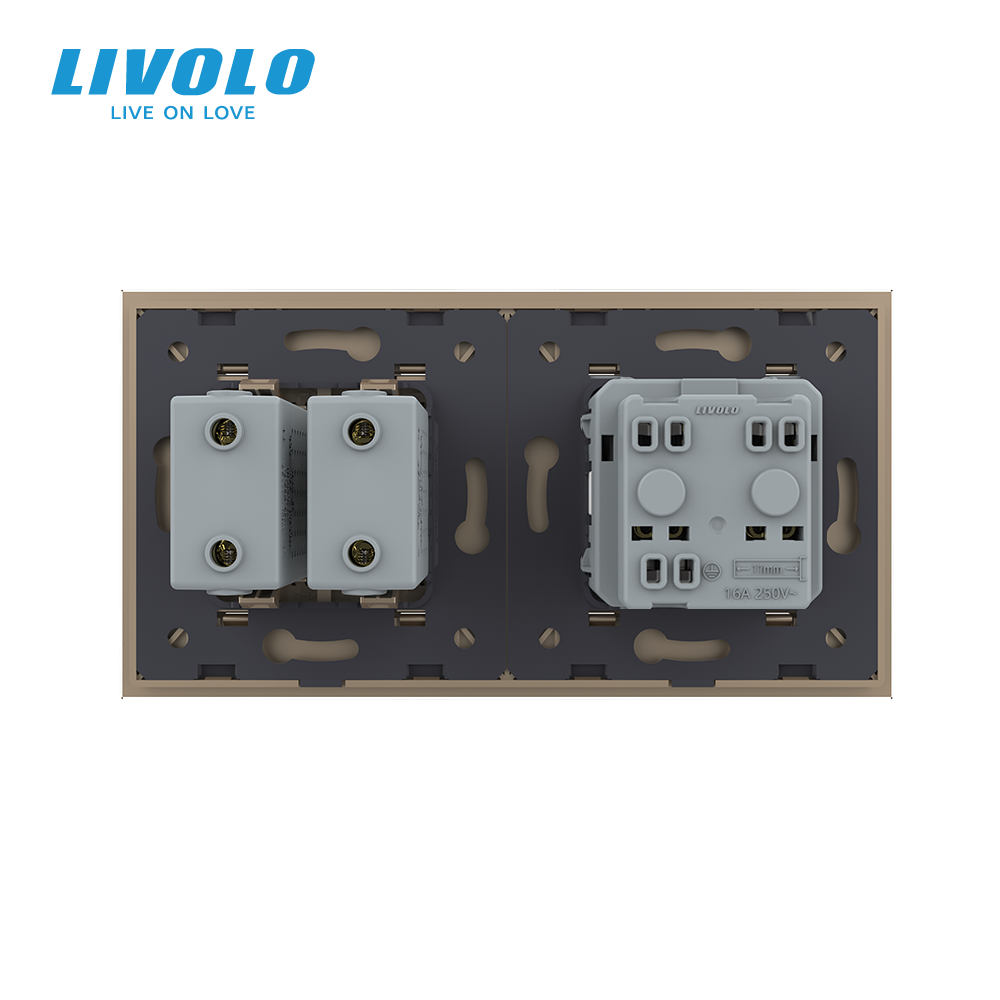 LIVOLO Розетка з заземленням з 2 USB розетками Livolo золотой скло (VL-C7C1EU2USB-13) Коломыя - изображение 5