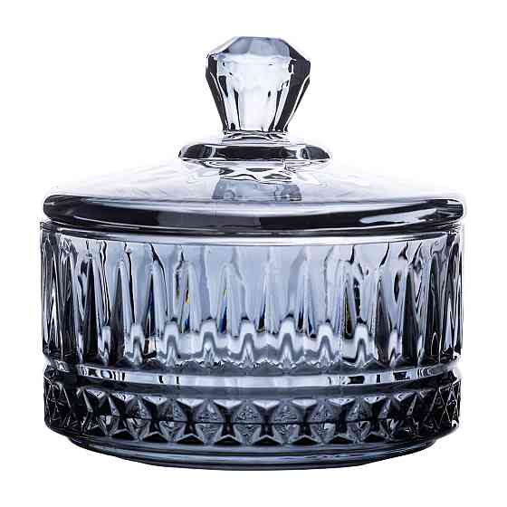 Yiwu Цукерниця з кришкою Ø 10 см скляна Сіра HP-YH-78 Коломыя