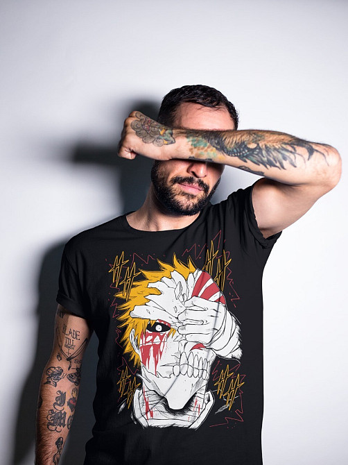 Футболка для мальчика аниме Блич оверсайз (рост от 165 до 180 ) Черний AnimeJ0529m Днепр - изображение 3