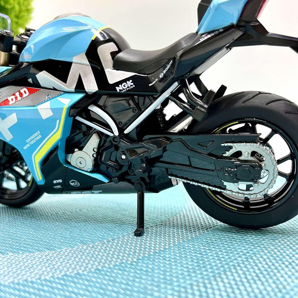 Мотоцикл металопластиковий звуки підсвічування гумові шини рухомі елементи 1:12 Блакитний (BG 36-480) Чернігів - фото 3