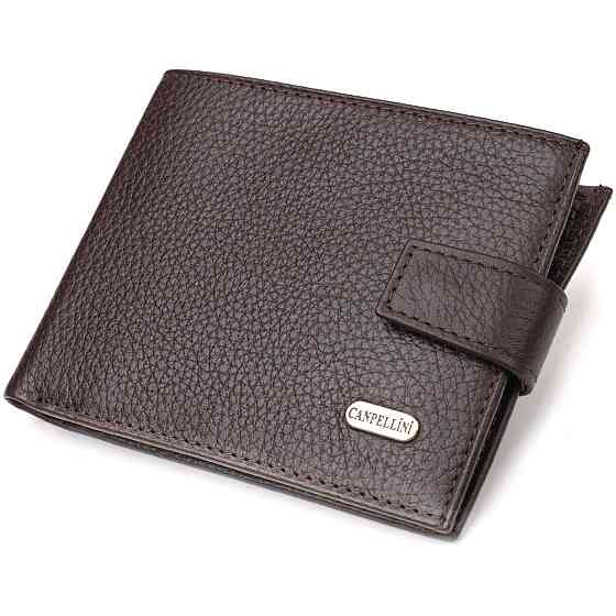 Місткий чоловічий гаманець із натуральної шкіри флотар Коричневий (CANPELLINI) Київ