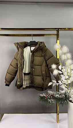 Детская зимняя куртка для девочки подростка 146,152,158,164 коричневая Николаев