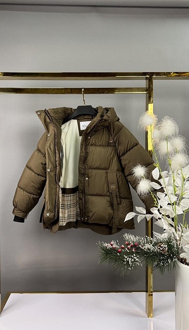 Детская зимняя куртка для девочки подростка 146,152,158,164 коричневая Николаев - изображение 2