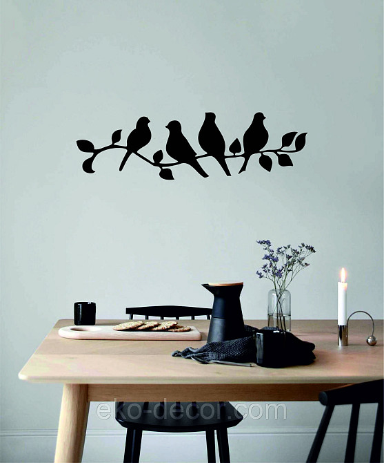 Декоративне настінне Панно  «Птахи» , Декор на стіну 90*26 см, Чорний Київ - фото 3