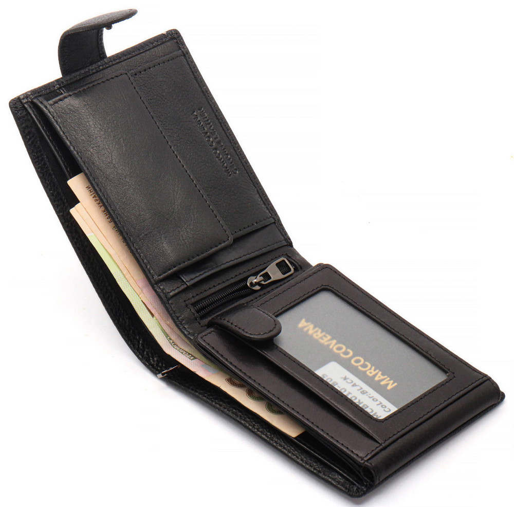 Чорне шкіряне портмоне з відділом для документів Marco Coverna MCBK10-805 Київ - фото 15