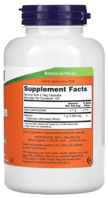 Валериана Now Foods Valerian Root 500mg 250 раст капс Киев - изображение 2