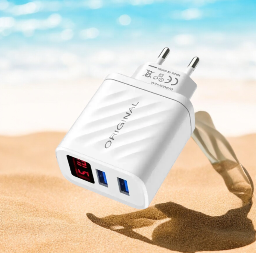 Адаптер живлення  220В 2,4А USBx2 LCD Original AR-220 Одеса - фото 1