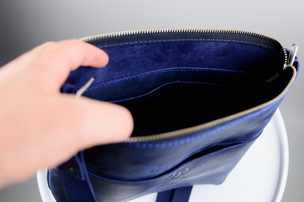 Сумка-месенджер з натуральної шкіри Crazy Horse, через плече (Синій) Суми - фото 4