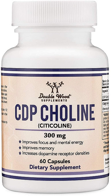 Холін Double Wood CDP Choline 300 mg (Citicoline), 60 capsules Луцьк - фото 1