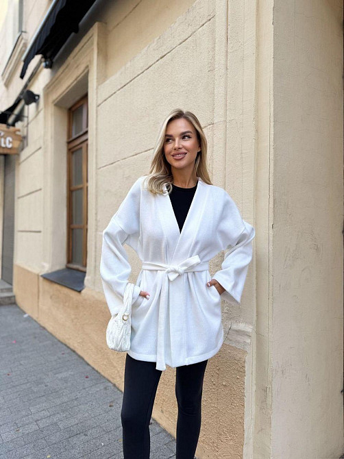 Жіночий теплий базовий кардиган з поясом  турецька ангора-в'язка Одеса - фото 1