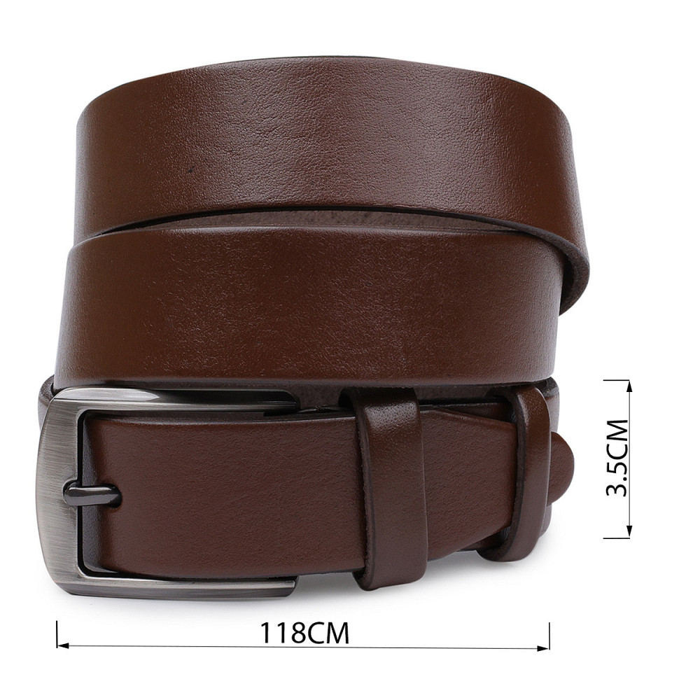 Добротный кожаный ремень для мужчин Vintage 20707 Коричневый Киев - изображение 3