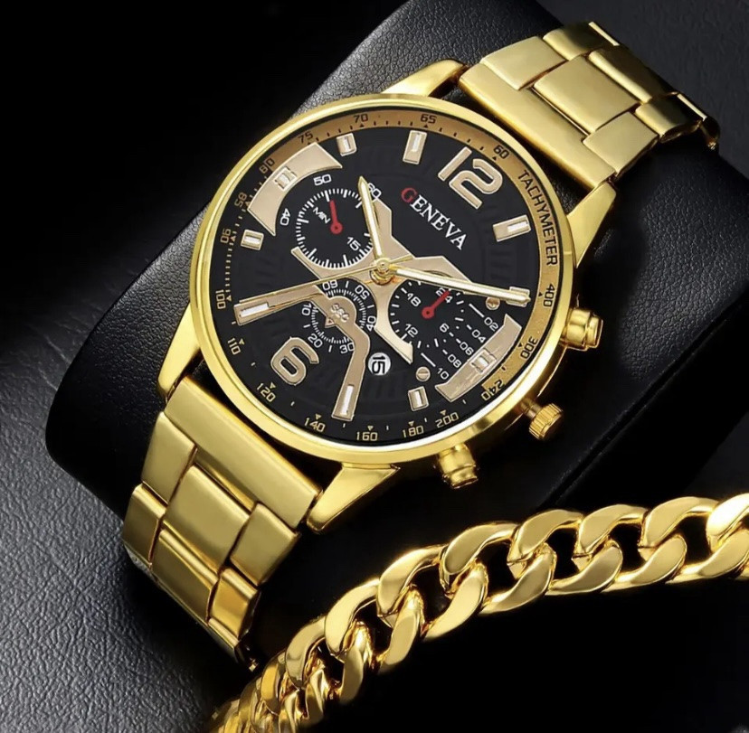 Подарочный набор для мужчин: наручные часы с браслетом- диам 4,2см, длин 22см, шир рем 2 см, без коробки Киев - изображение 2