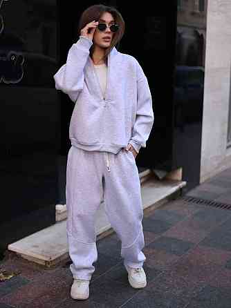 Жіночий теплий повсякденний костюм вільного крою турецька тринитка на флісі Меланж Одеса