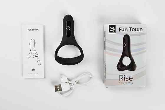 Подвійне ерекційне кільце Fun Town Rise Black, керування зі смартфона Sex Aura Київ