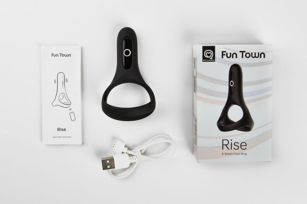 Подвійне ерекційне кільце Fun Town Rise Black, керування зі смартфона Sex Aura Київ - фото 4