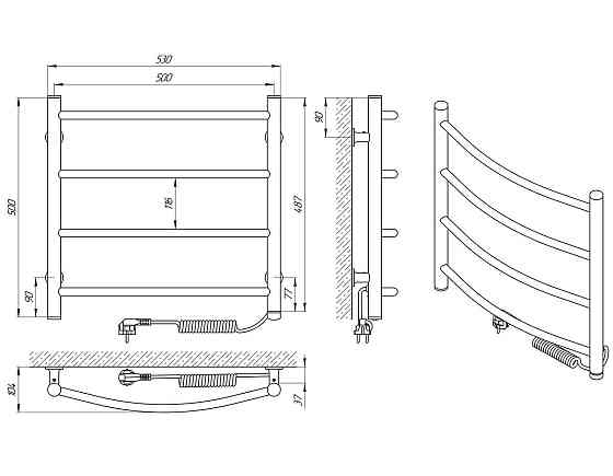 Электрический полотенцесушитель Laris Зебра Классик ЧК4 500Х500 Э белый Київ