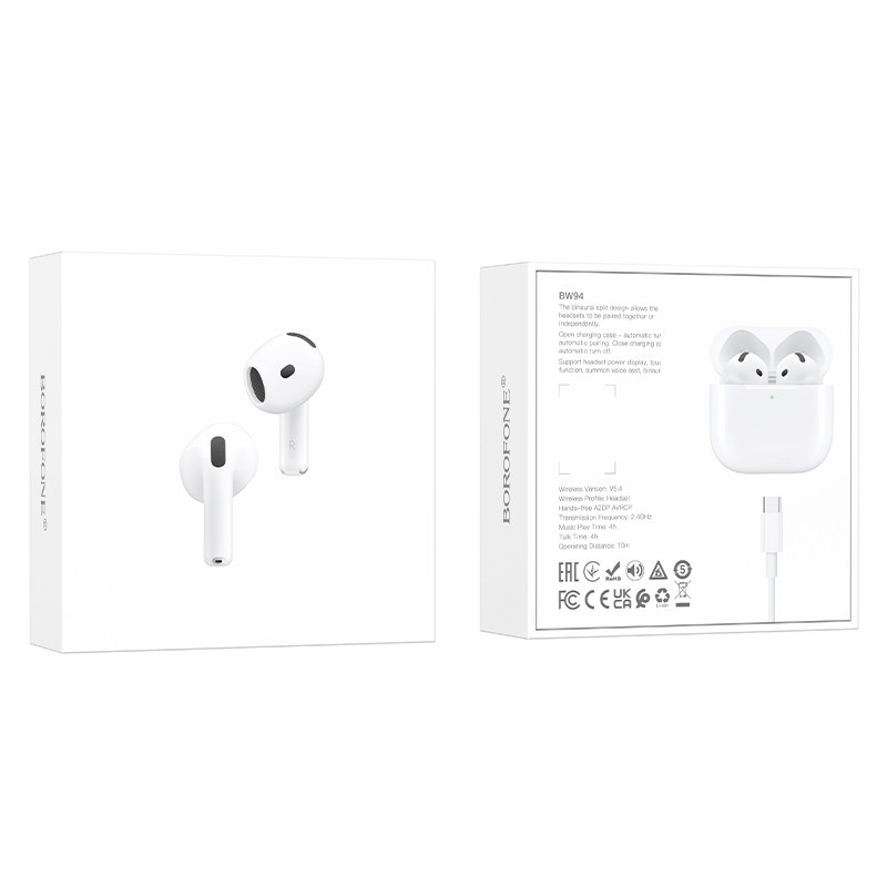Беспроводные наушники TWS BOROFONE BW94 White Одесса - изображение 2