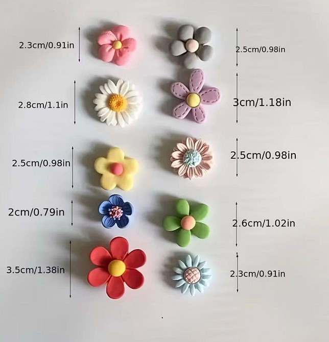 Магніти на холодильник квіти, декоративні магніти набір 10 шт різнокольорові Київ - фото 4