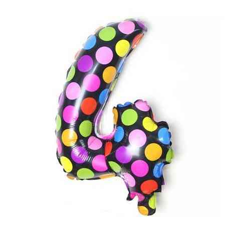 Кулька цифра 4 у горошок 16 дюймів різнобарвний Київ