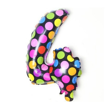 Кулька цифра 4 у горошок 16 дюймів різнобарвний Київ - фото 1