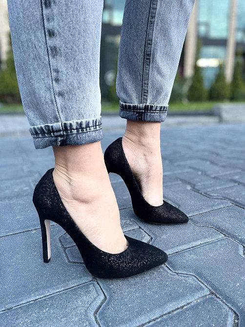 Nivelle Туфлі жіночі NIVELLE чорний/срібло натуральна замша 37р. 38р. каблук 11см (1740/10502-1 Коломия - фото 1