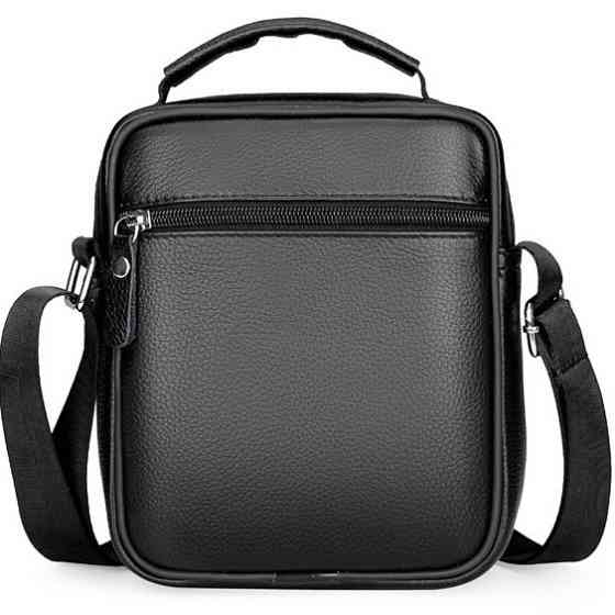 Мужская кожаная сумка планшет 17х21х9, барсетка через плечо с ручкой черная 86802 Киев