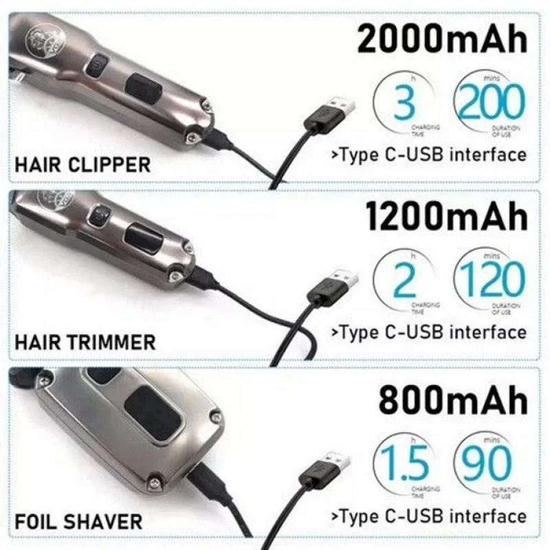 Набір для стрижки 3в1 VGR V-675 S3 Silver: машинка, тример, шейвер, IPX6, LED, до 200 хв та USB-зарядка Одеса - фото 4