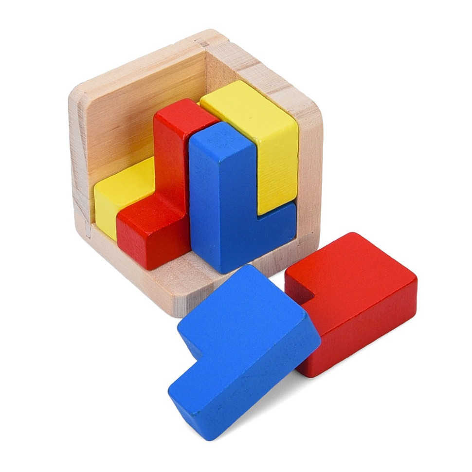 Дерев'яна куб-головоломка MD 0758-2 підставка 6 елементів Вінниця - фото 1