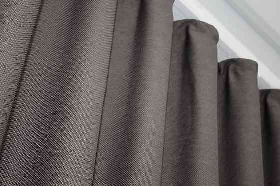 Комплект готових штор VR-Textil Льон-блекаут Льон Мішковина № 1160ш Сіро-коричневий 150х270см 2 шт (30-979) Київ