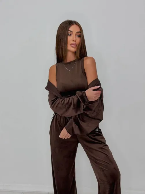 Костюм трійка який складається зі зручного худі на кулісці, стильних штанів та топу Одеса - фото 11
