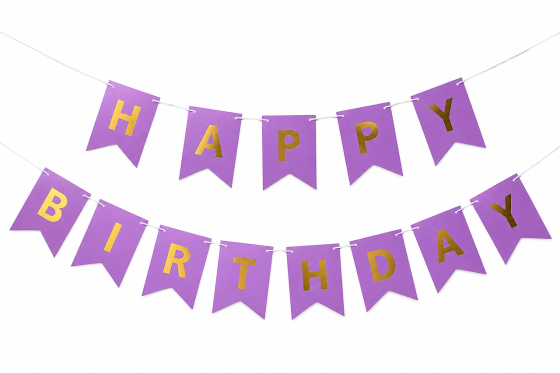 Гірлянда фіолетова прапорці happy birthday 2,8 м, гірлянда прапорці на день народження, розтяжка Київ