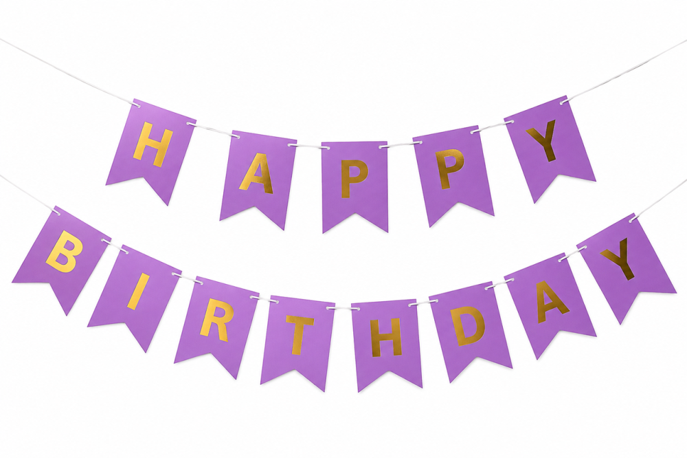Гірлянда фіолетова прапорці happy birthday 2,8 м, гірлянда прапорці на день народження, розтяжка Київ - фото 4