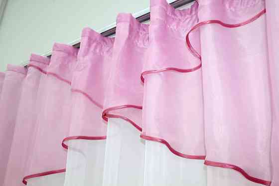 Кухонная занавеска VR-Textil № 00к белый с розовым 270х170 см (59-846) Киев