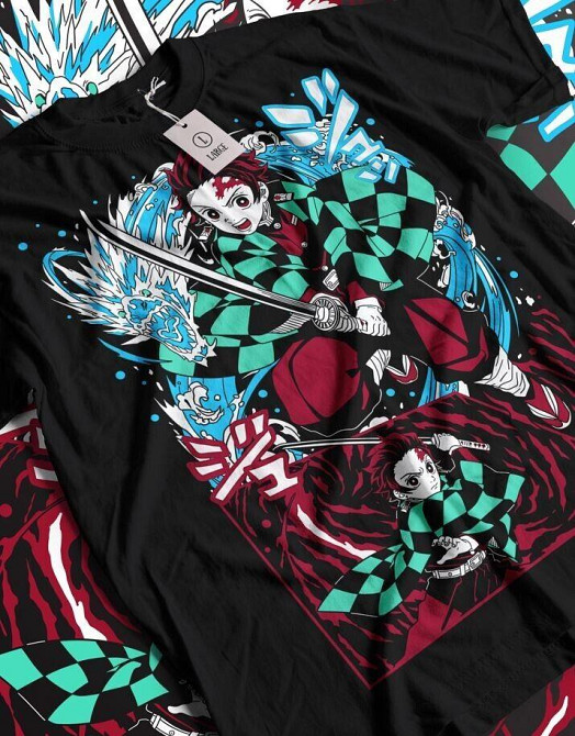 Футболка з аніме принтом Вбивця демонів оверсайз (S/M/L) Чорний AnimeJ1061 Дніпро - фото 1