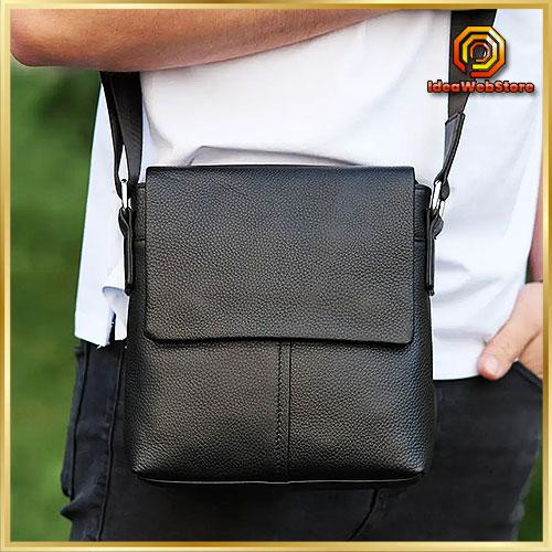 Мужская кожаная сумка черная Кожаный мужской мессенджер черный Tiding Bag Киев - изображение 1