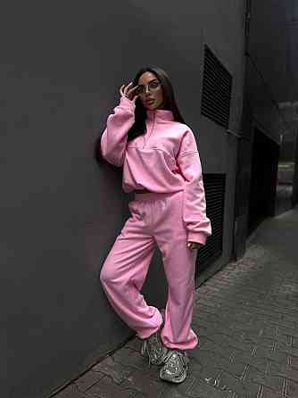 Женский удобный теплый костюм из флиса двусторонний Розовый, 46/48 Одесса