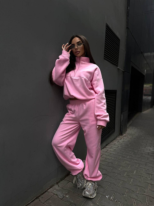 Женский удобный теплый костюм из флиса двусторонний Розовый, 46/48 Одесса - изображение 6