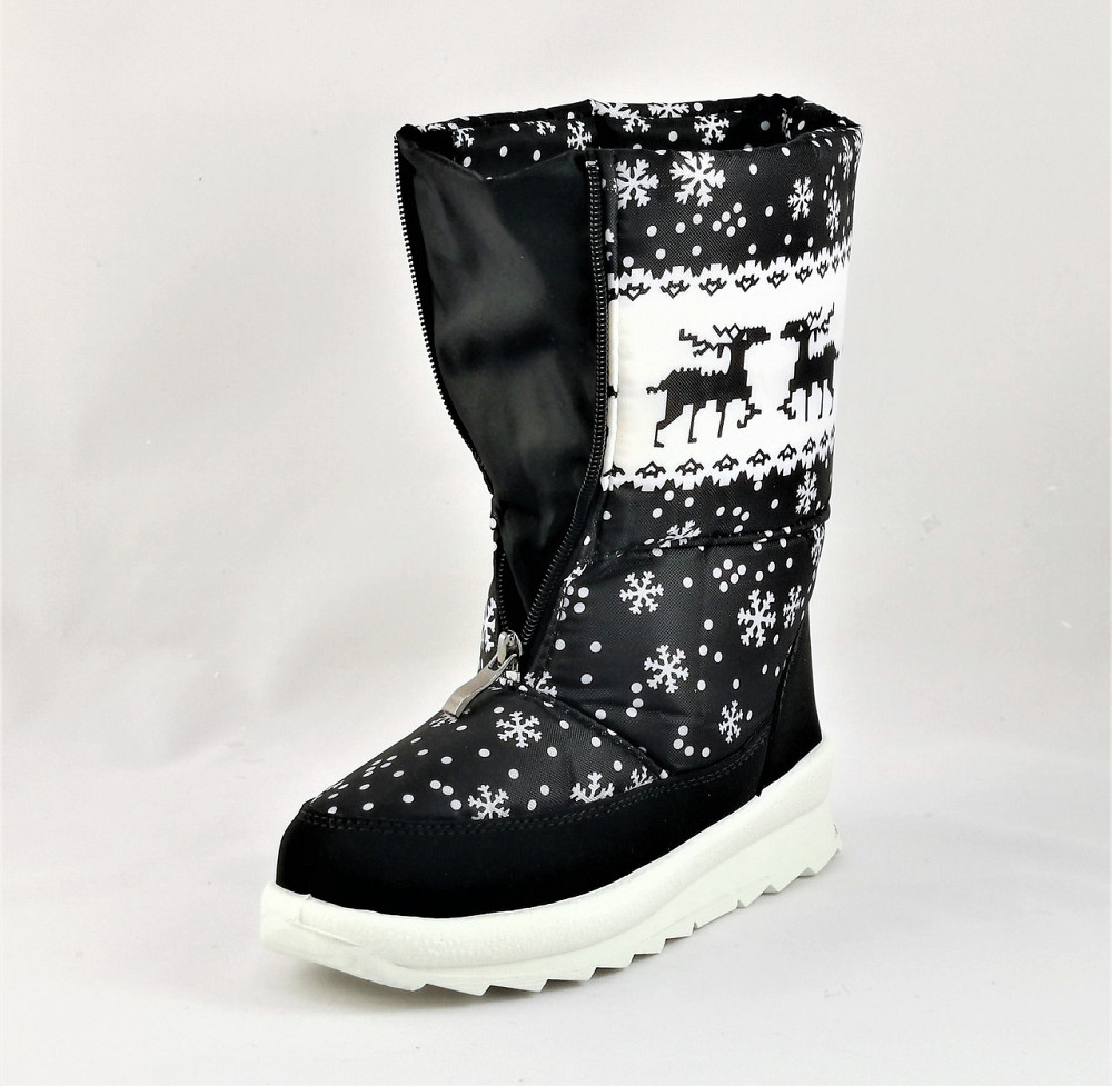 Зимові жіночі Дутики Чоботи на Хуху Теплі Чорні з Оленами (розміри: 37,38,39,40) Дніпро - фото 7