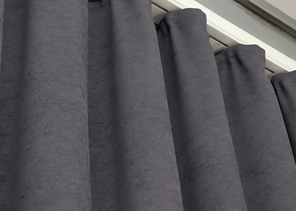 Комплект коротких штор VR-Textil Мікровелюр Petek YL № 1706ш Графітовий 130х170 см 2 шт (35-0377) Київ - фото 8