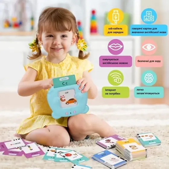 Детские развивающие карты Монтессори для изучения английского языка / обучающие интерактивные карты / 112 карт / 224 слова OnePro Коломыя