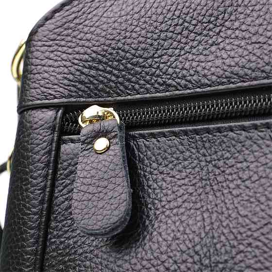 Класична шкіряна сумка для жінок з трьома відділеннями Vintage 22978 Чорний Київ