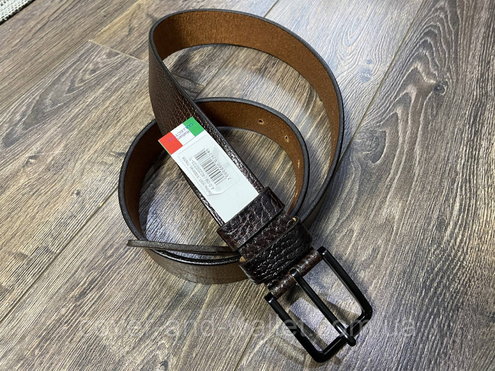 Стильный кожаный мужской ремень коричневого цвета с прямоугольной пряжкой PS Leather Киев - изображение 2