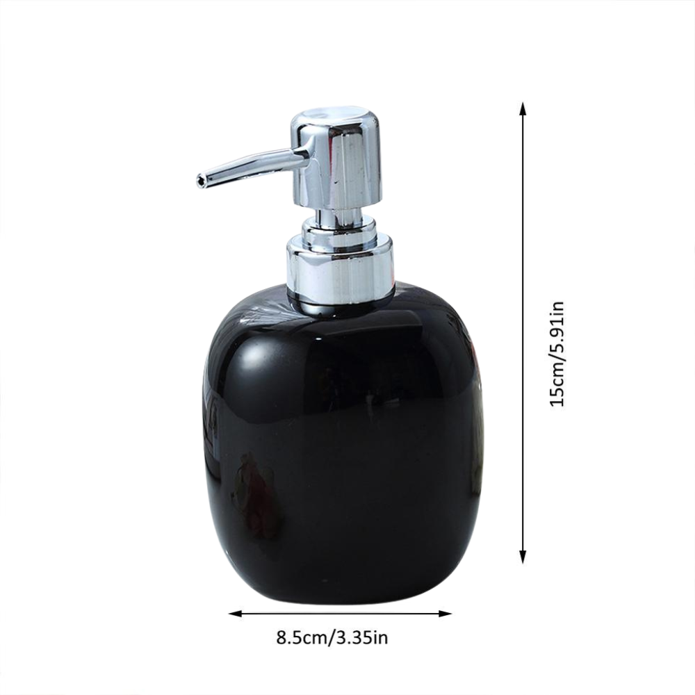 Дозатор керамічний для мила у ванну і кухню 450 мл, диспенсер для рідкого мила і миючого засобу, чорний Кам'янець-Подільський - фото 3