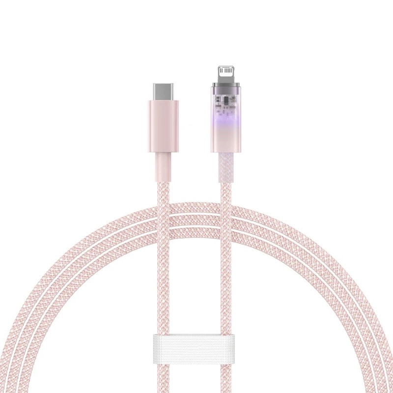 Кабель Baseus Explorer Series Fast Charging Cable with Smart Temperature Control Type-C to iP 20W 1m Pink Киев - изображение 1