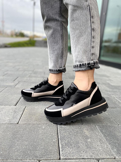 Olli Кросівки жіночі OLLI T-2-Атиа чорні+кофе (весна-осінь, шкіра натуральна) (4870) Коломыя - изображение 7