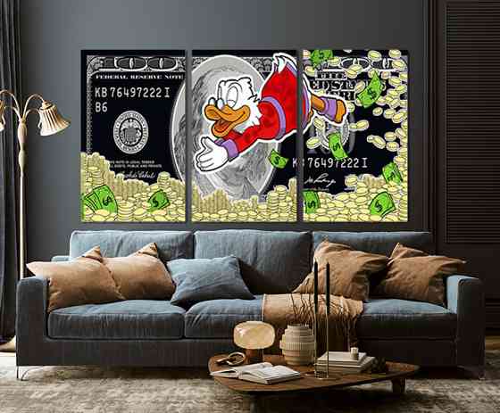Модульная картина в гостиную / спальню   Скрудж Макдак та гроші     ART-277_3A 100х150 см Киев