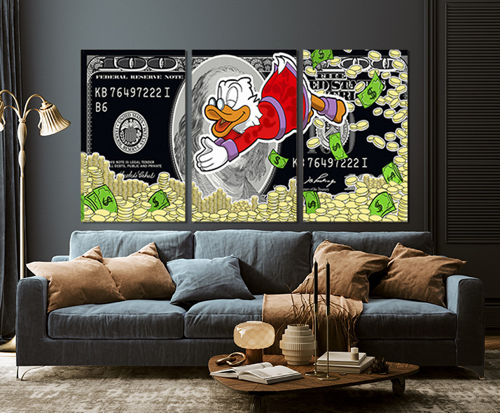 Модульная картина в гостиную / спальню   Скрудж Макдак та гроші     ART-277_3A 100х150 см Киев - изображение 3