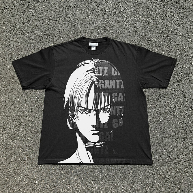 Футболка для хлопчика з принтом аніме Аніме Гантз Суіт Кеі оверсайз (зріст від 165 до 180) Чорний Дніпро - фото 1